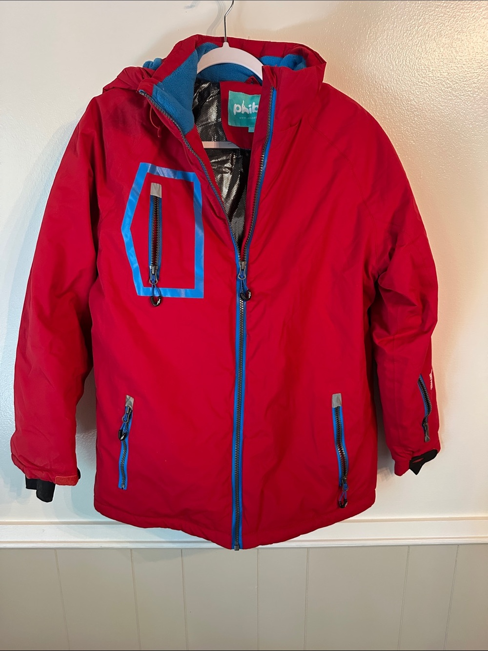 Phibee Kids Waterproof Ski Jacket Winter Snow coat Red/Blue size 14 (EU 158-164)